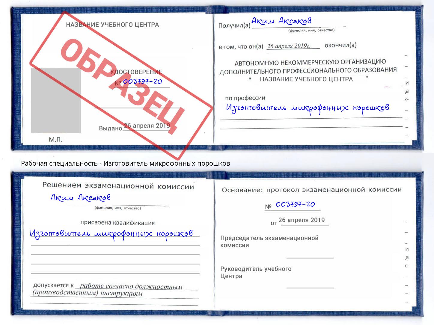 Изготовитель микрофонных порошков Сатка