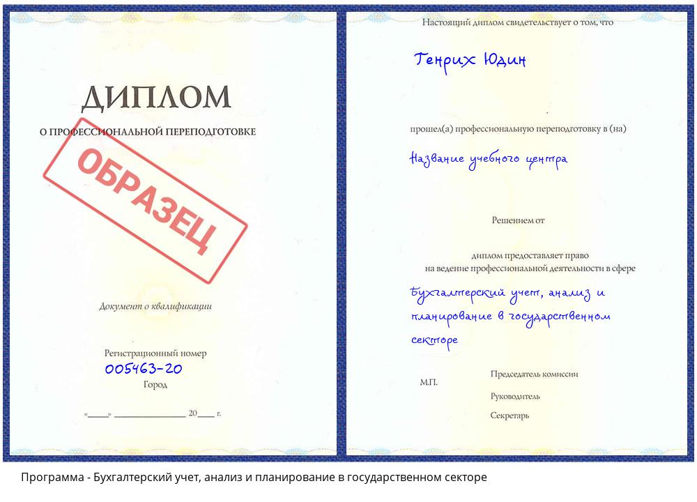 Бухгалтерский учет, анализ и планирование в государственном секторе Сатка