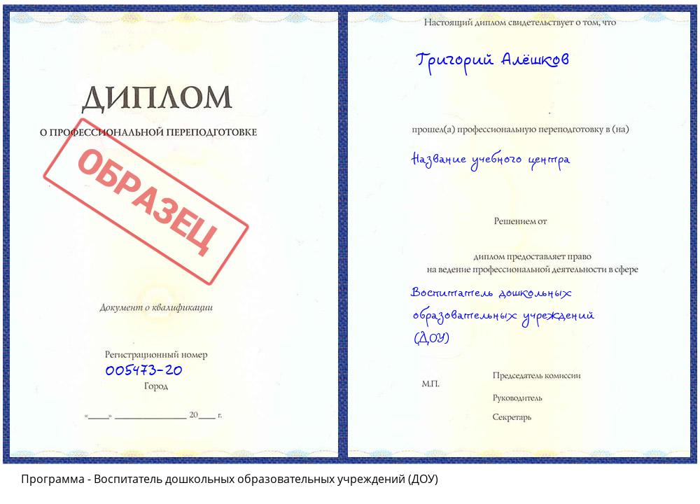 Воспитатель дошкольных образовательных учреждений (ДОУ) Сатка