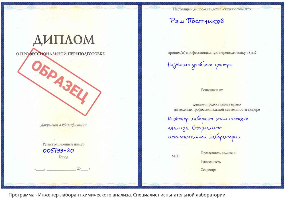 Инженер-лаборант химического анализа. Специалист испытательной лаборатории Сатка