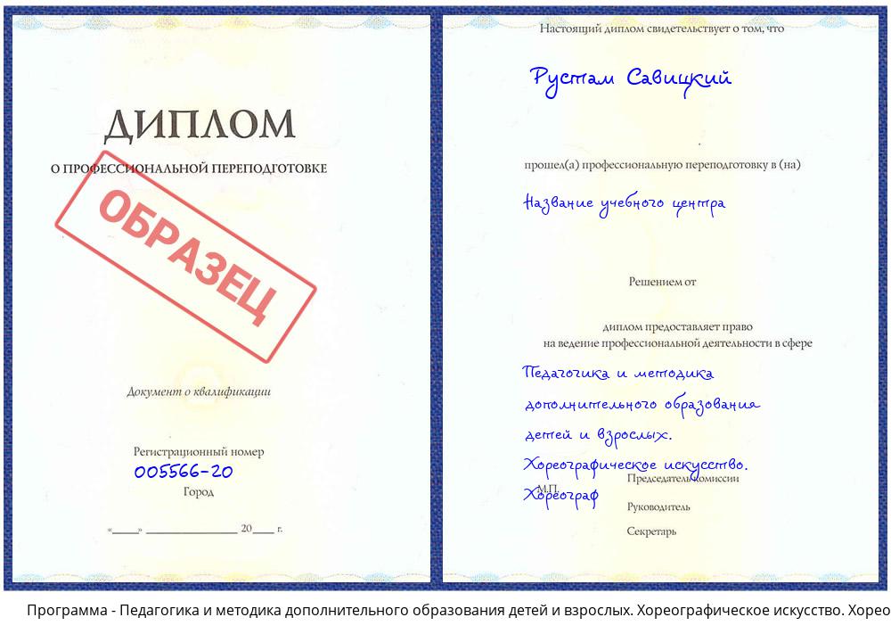Педагогика и методика дополнительного образования детей и взрослых. Хореографическое искусство. Хореограф Сатка
