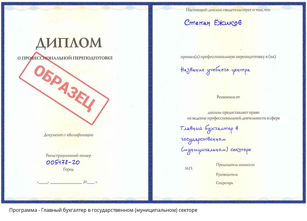 Главный бухгалтер в государственном (муниципальном) секторе Сатка