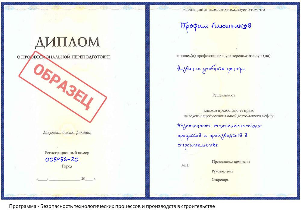Безопасность технологических процессов и производств в строительстве Сатка