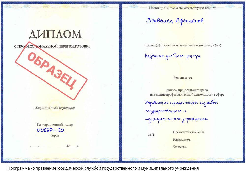 Управление юридической службой государственного и муниципального учреждения Сатка