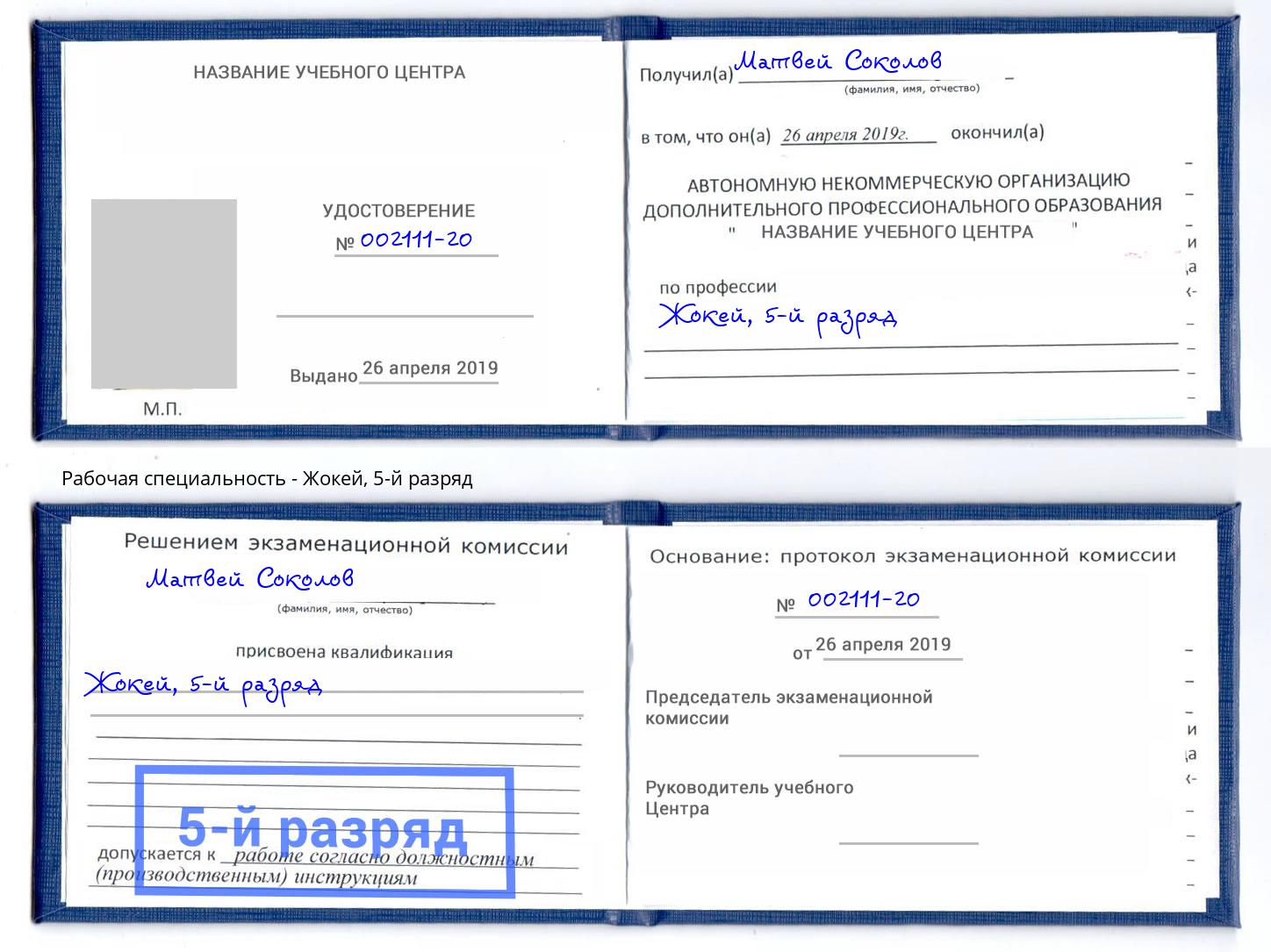 корочка 5-й разряд Жокей Сатка