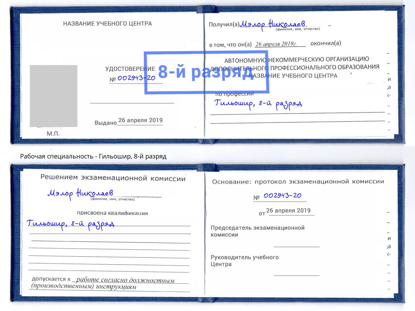 корочка 8-й разряд Гильошир Сатка